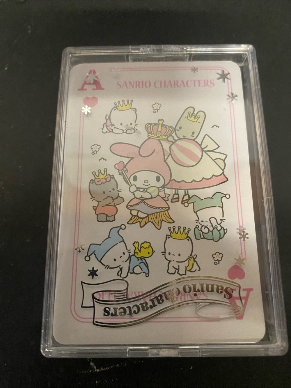 Sanrio Pastel Character Playing Cards - Pink, White & Gold Accents